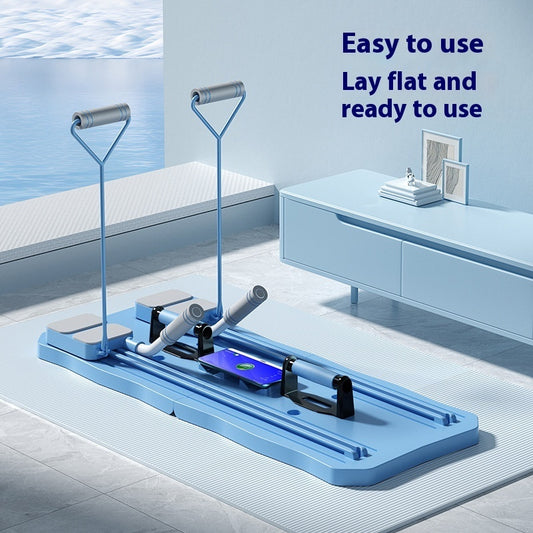 Blue exercise board with handles.Easy to use, lay flat and ready to use. 